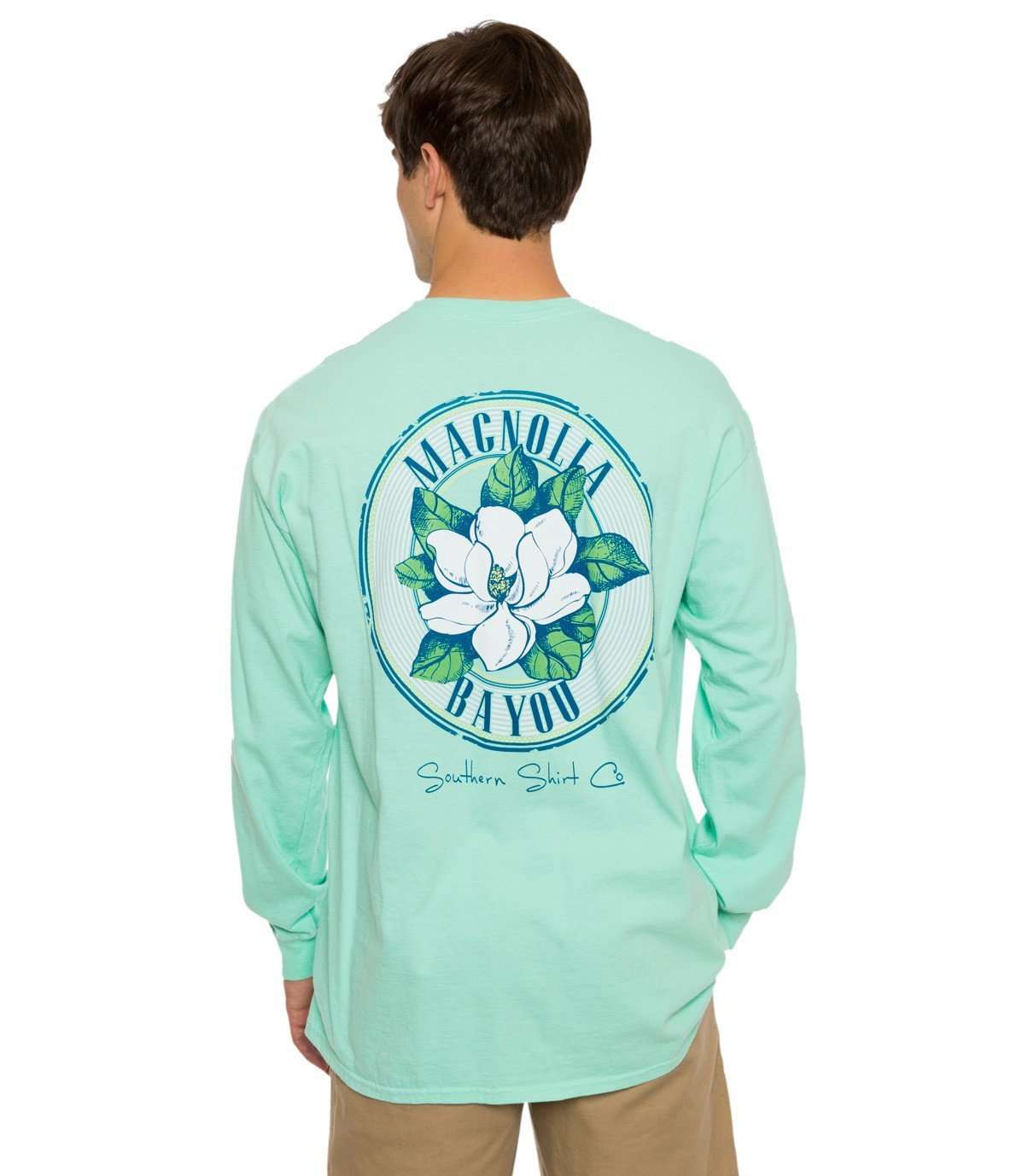 Magnolia Bayou Long Sleeve Tee in New Mint by The Southern Shirt Co. - Country Club Prep