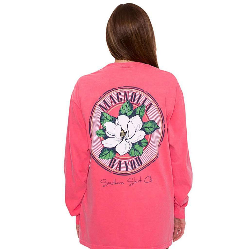 Magnolia Bayou Long Sleeve Tee in Watermelon by The Southern Shirt Co. - Country Club Prep