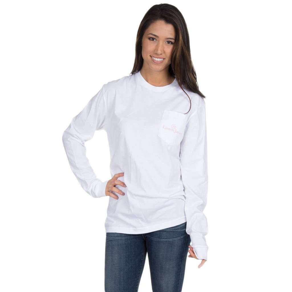 Magnolia Flag Long Sleeve Tee Shirt in White by Lauren James - Country Club Prep