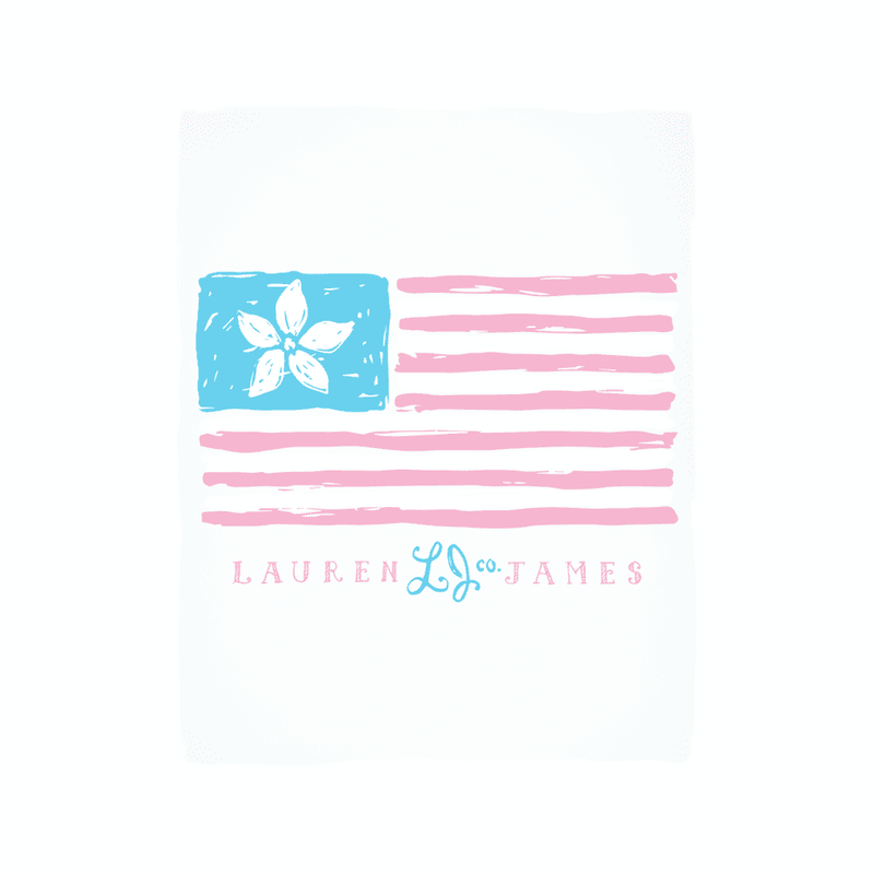Magnolia Flag Long Sleeve Tee Shirt in White by Lauren James - Country Club Prep