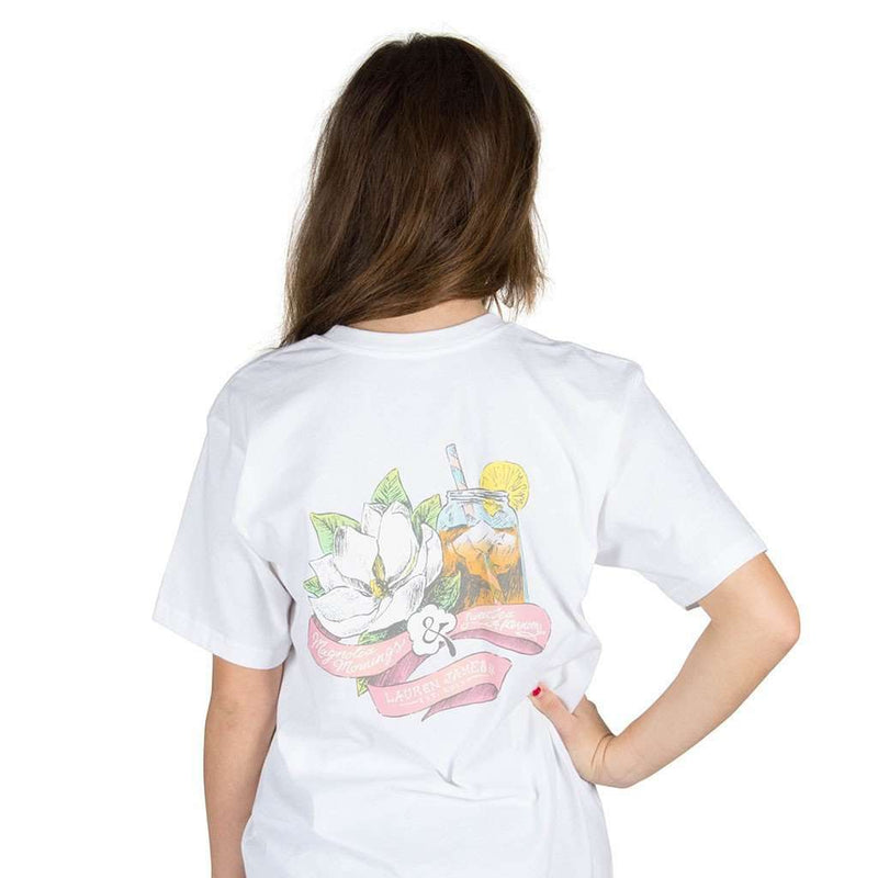 Magnolia Mornings Pocket Tee in White by Lauren James - Country Club Prep
