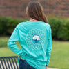 Mandala Logo Long Sleeve Tee Shirt in Turquoise by The Southern Shirt Co. - Country Club Prep