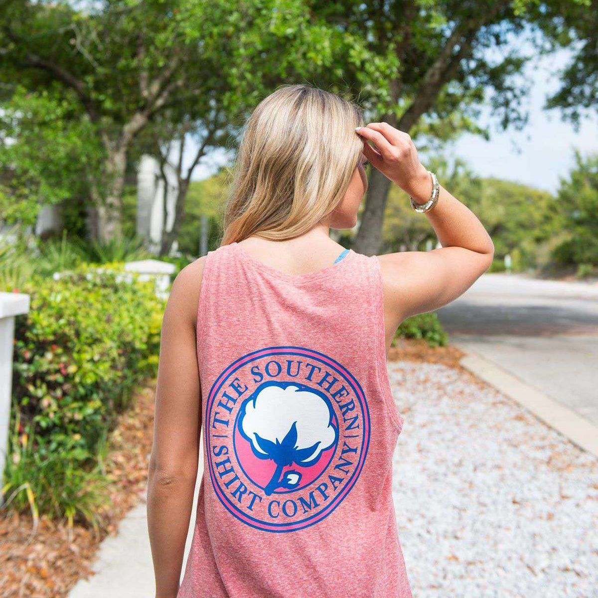 Marled Boyfriend Tank Top in Heather Coral by The Southern Shirt Co. - Country Club Prep