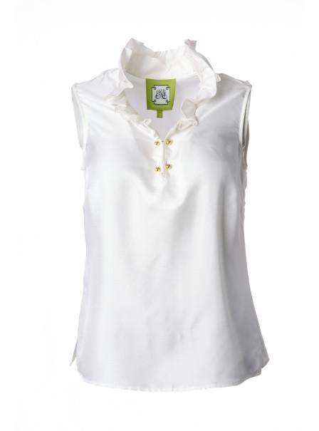McKay Blouse in Whisper White by Elizabeth McKay - Country Club Prep