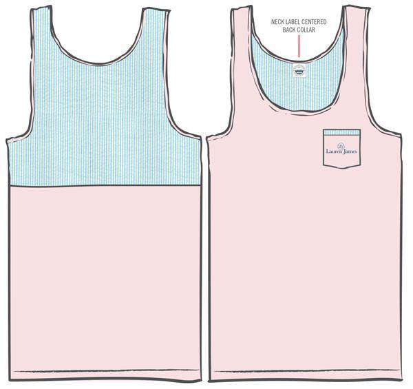 Mint Seersucker Tank in Pink by Lauren James - Country Club Prep