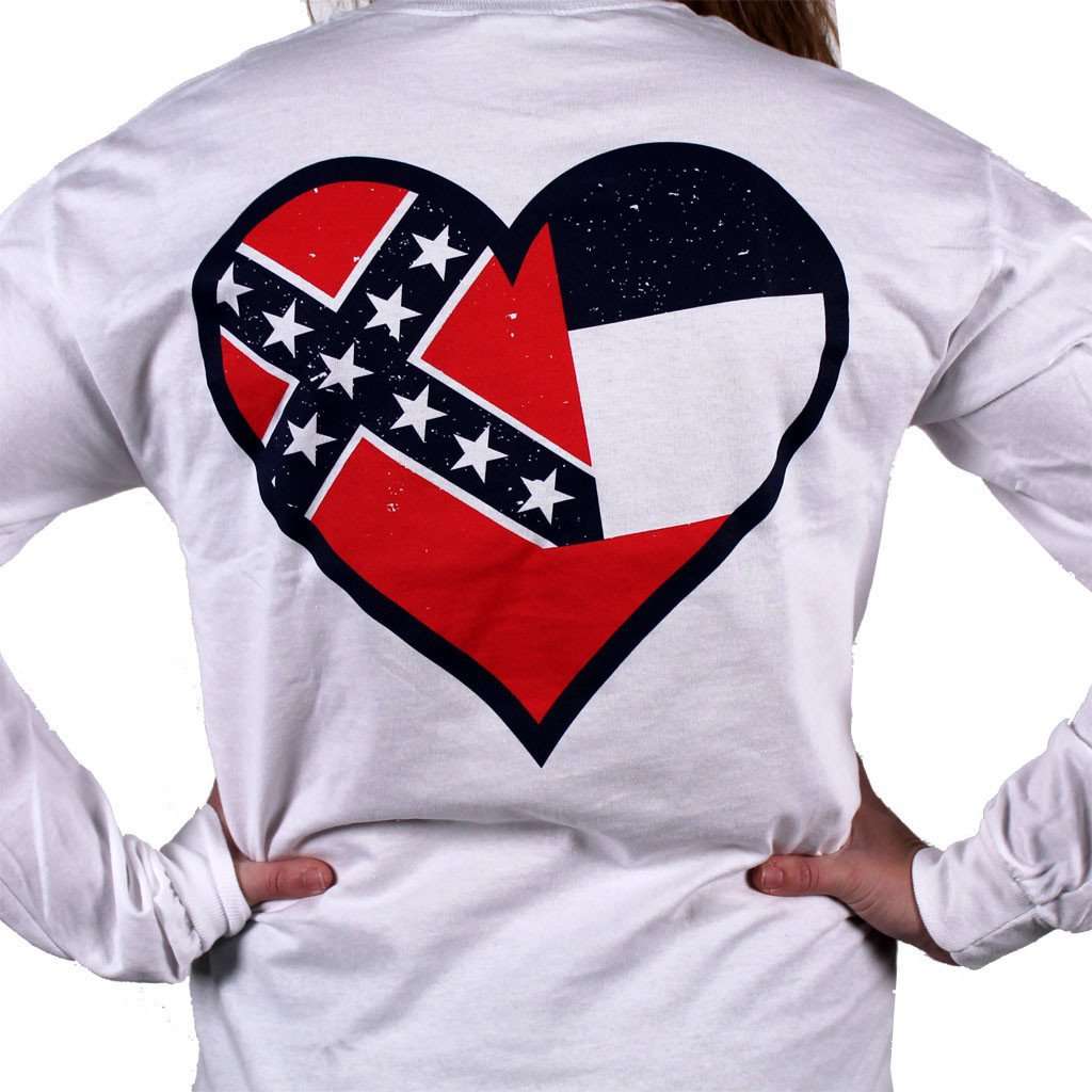 Mississippi Pride Long Sleeve Tee in White by Lauren James - Country Club Prep
