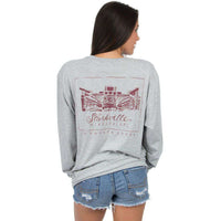 Mississippi State Long Sleeve Stadium Tee in Heather Grey by Lauren James - Country Club Prep