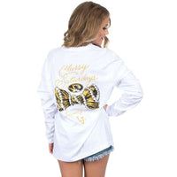 Mizzou Classy Saturday Long Sleeve Tee in White by Lauren James - Country Club Prep