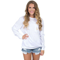 Mizzou Classy Saturday Long Sleeve Tee in White by Lauren James - Country Club Prep