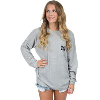 Mizzou Long Sleeve Stadium Tee in Heather Grey by Lauren James - Country Club Prep