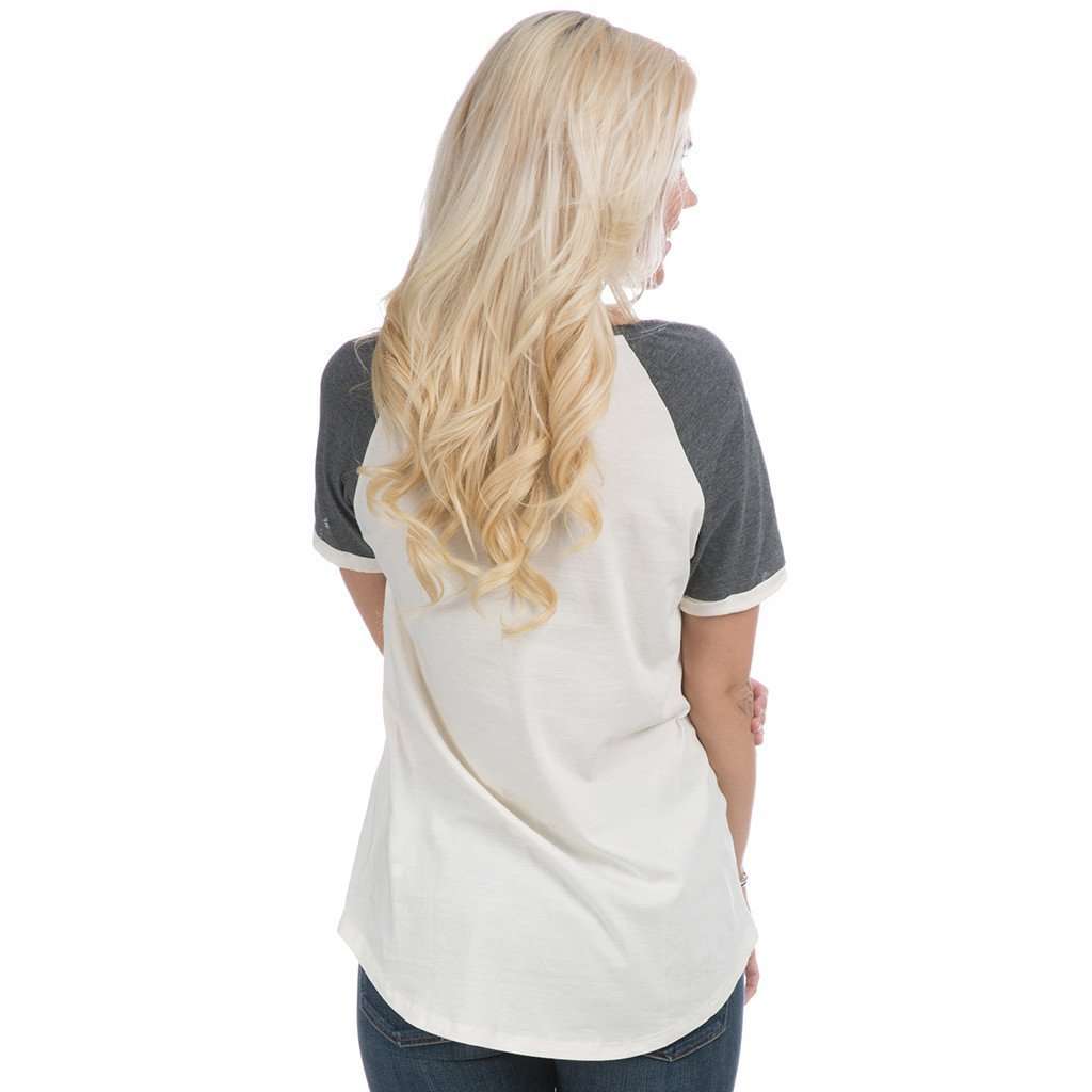 Mizzou Vintage Tailgate Tee in White and Heathered Grey by Lauren James - Country Club Prep