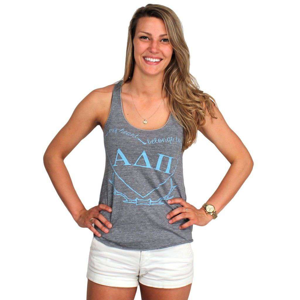 My Heart Belongs to Alpha Delta Pi Tank Top in Grey by Judith March - Country Club Prep