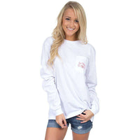Ole Miss Classy Saturday Long Sleeve Tee in White by Lauren James - Country Club Prep