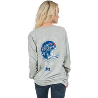 Ole Miss Helmet Long Sleeve Tee in Heather Grey by Lauren James - Country Club Prep