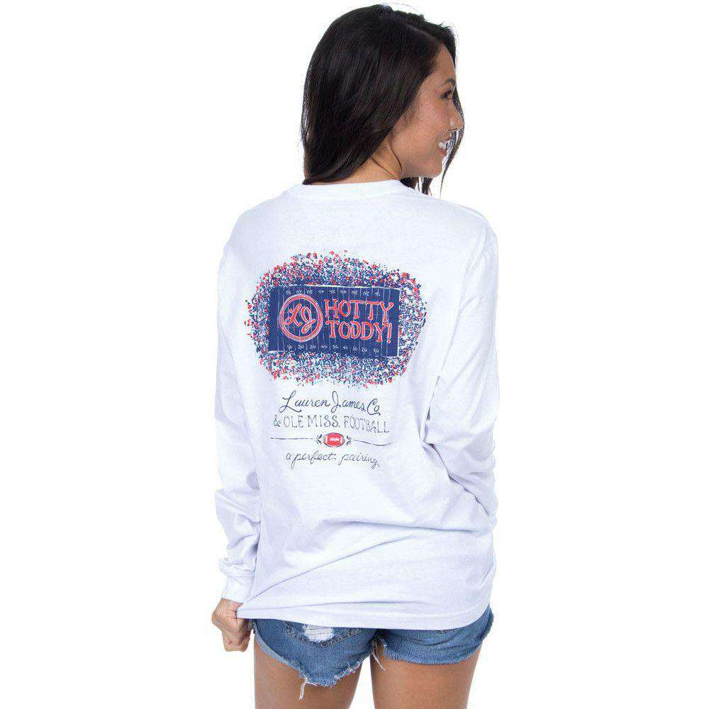 Ole Miss Perfect Pairing Long Sleeve Tee in White by Lauren James - Country Club Prep