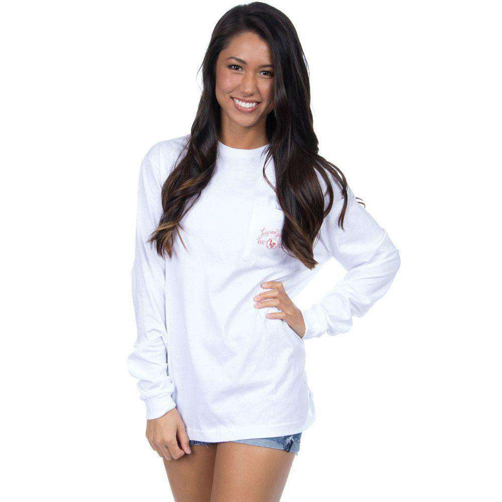 Ole Miss Perfect Pairing Long Sleeve Tee in White by Lauren James - Country Club Prep