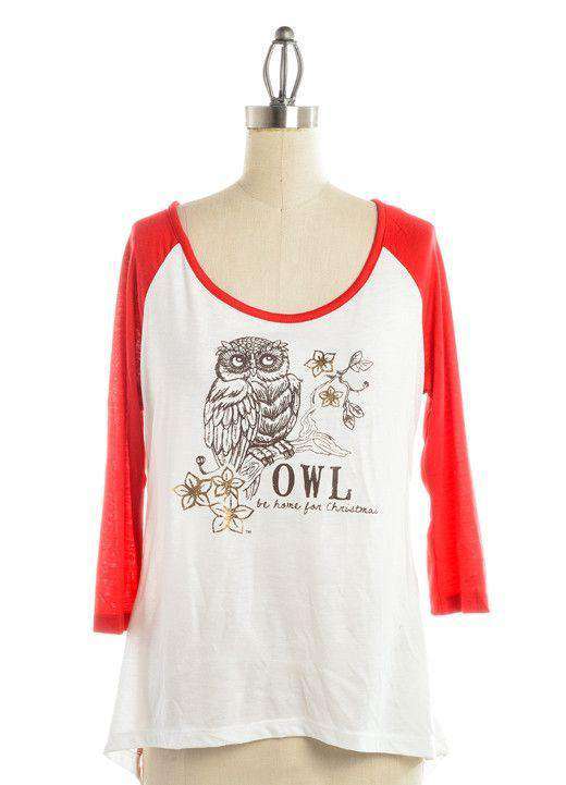 Owl Be Home Baseball Tee in White by Judith March - Country Club Prep