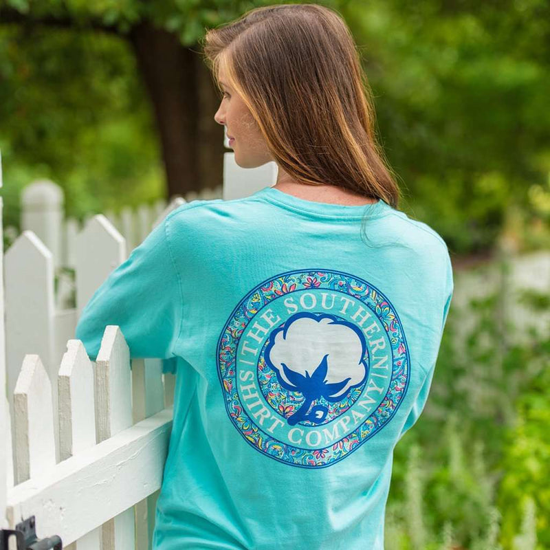 Paisley Logo Long Sleeve Tee Shirt in Chalky Mint by The Southern Shirt Co. - Country Club Prep