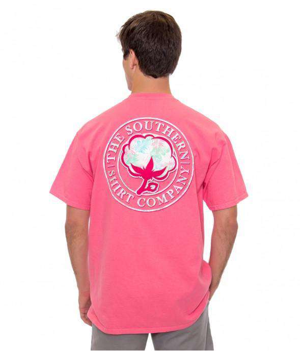 Palm Print Logo Pocket Tee in Blush by The Southern Shirt Co. - Country Club Prep