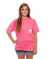 Palm Print Logo Pocket Tee in Blush by The Southern Shirt Co. - Country Club Prep