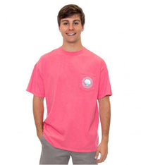 Palm Print Logo Pocket Tee in Blush by The Southern Shirt Co. - Country Club Prep