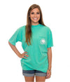 Palm Print Logo Pocket Tee in Mojito by The Southern Shirt Co. - Country Club Prep