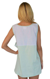 Palm Seersucker Tank in Mint by Lauren James - Country Club Prep