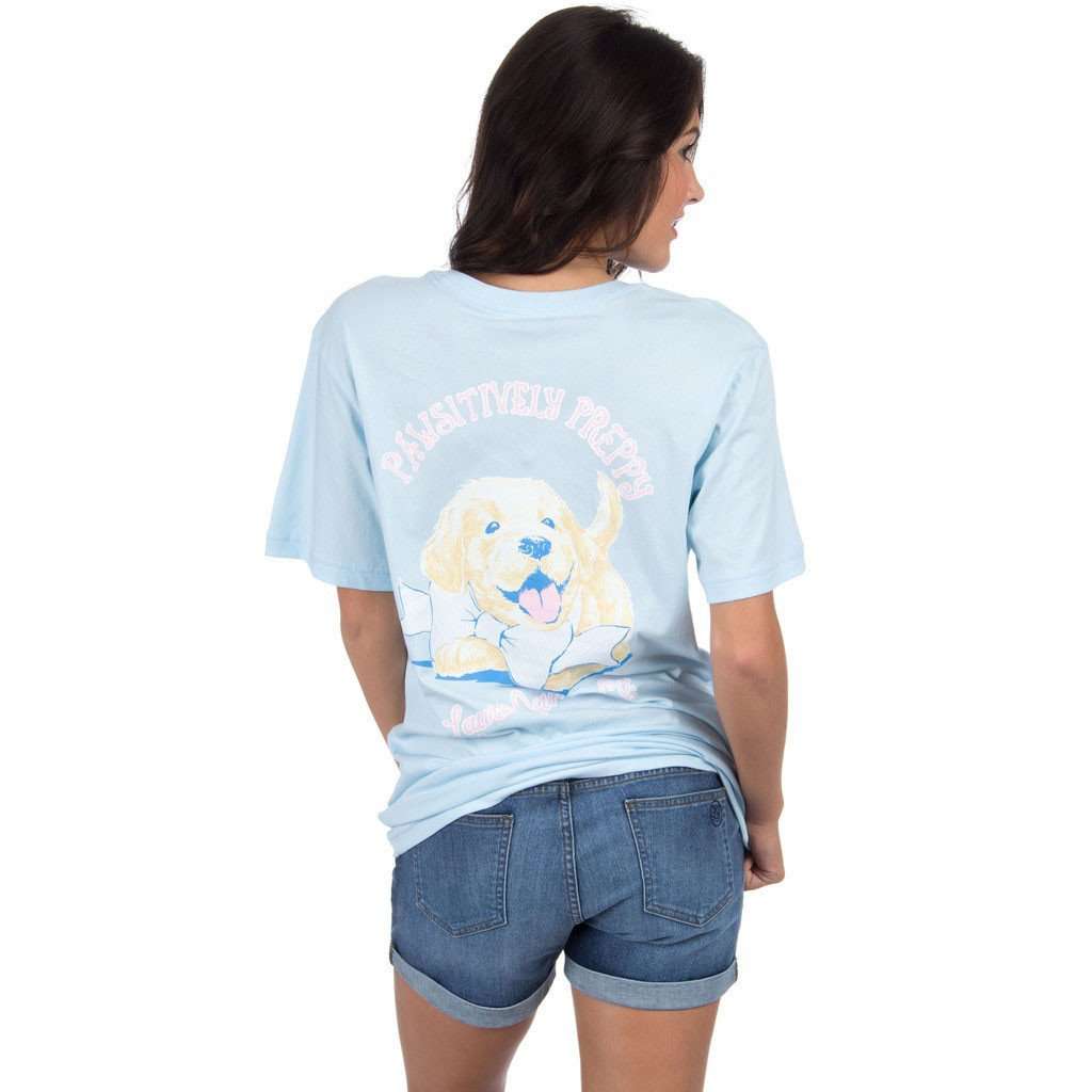 Pawsitively Preppy Tee in Light Blue by Lauren James - Country Club Prep