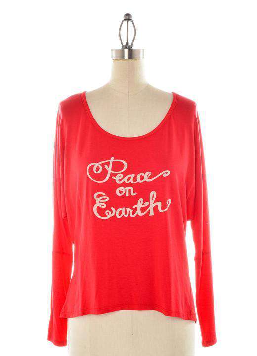 Peace on Earth Cut-Out Tee in Red by Judith March - Country Club Prep