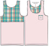 Peacock Seersucker Plaid Tank in Pink by Lauren James - Country Club Prep