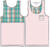 Peacock Seersucker Plaid Tank in Pink by Lauren James - Country Club Prep