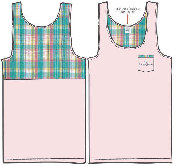 Peacock Seersucker Plaid Tank in Pink by Lauren James - Country Club Prep