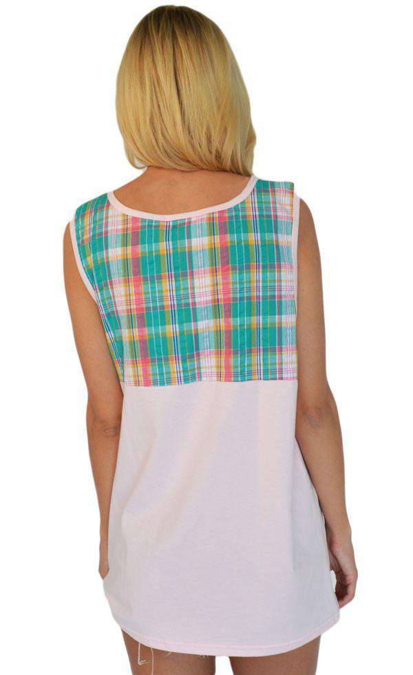 Peacock Seersucker Plaid Tank in Pink by Lauren James - Country Club Prep