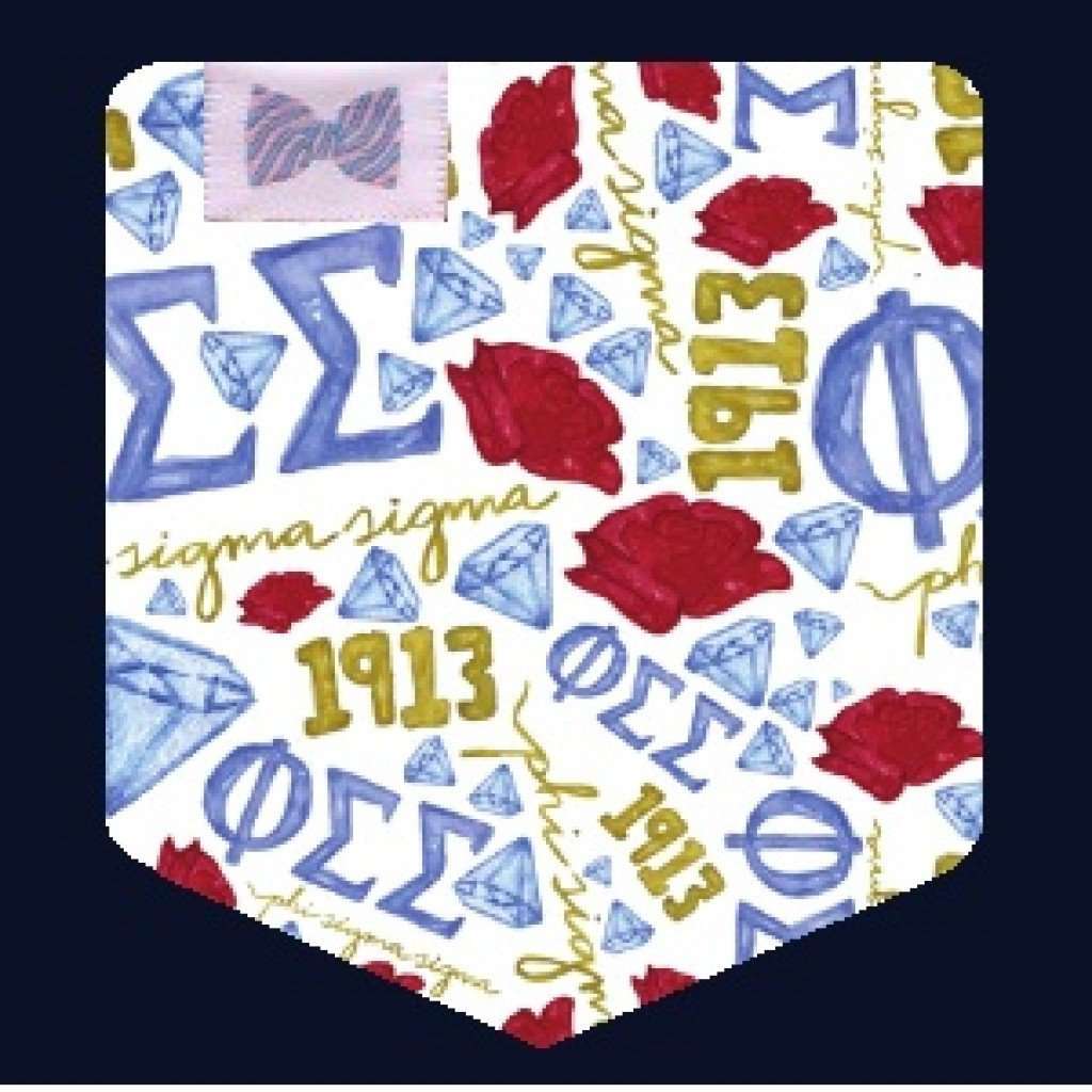 Phi Sigma Sigma Tank Top in Neon Blue with Pattern Pocket by the Frat Collection - Country Club Prep