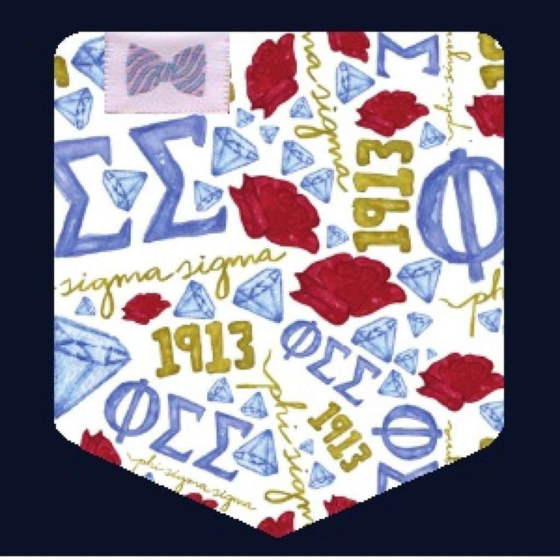 Phi Sigma Sigma Tank Top in Neon Blue with Pattern Pocket by the Frat Collection - Country Club Prep