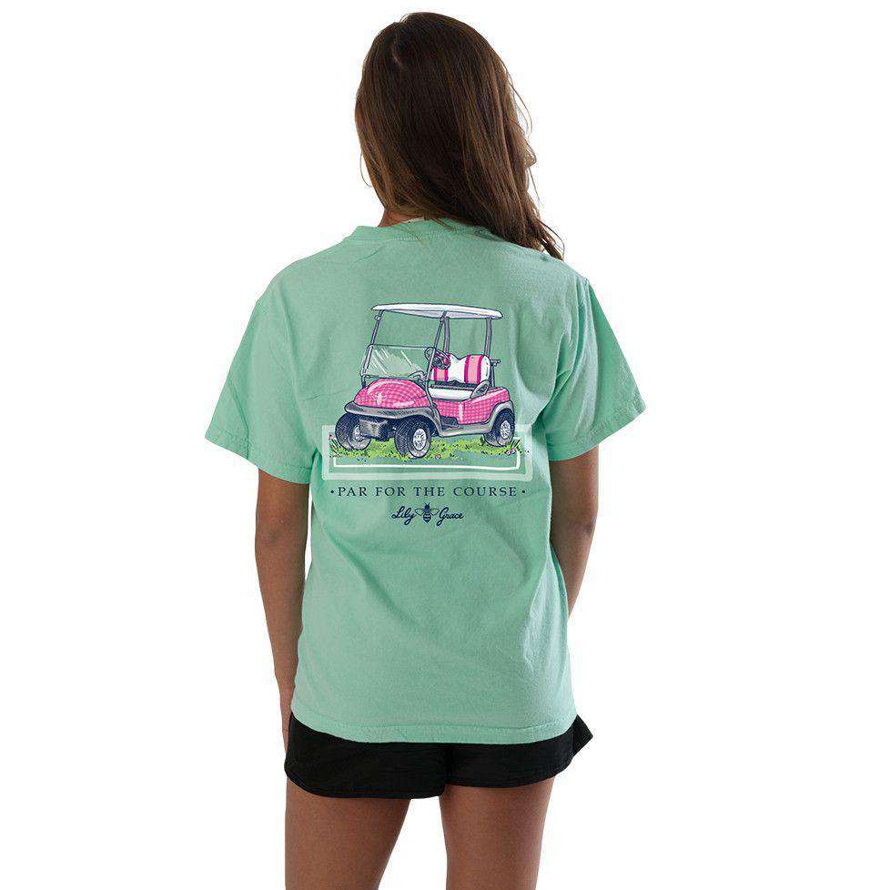 Pink Golf Cart Tee in Island Reef by Lily Grace - Country Club Prep