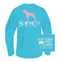 Polka Pointer Long Sleeve Tee Shirt in Lagoon Blue by Southern Fried Cotton - Country Club Prep