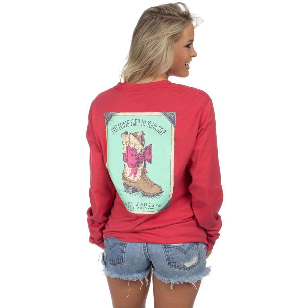 Prep in My Step Long Sleeve Tee in Burnt Red by Lauren James - Country Club Prep