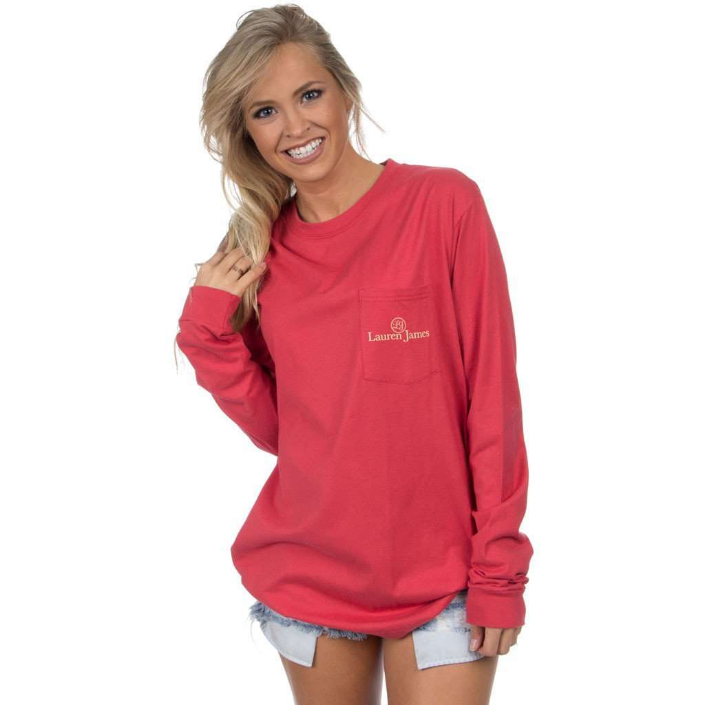 Prep in My Step Long Sleeve Tee in Burnt Red by Lauren James - Country Club Prep