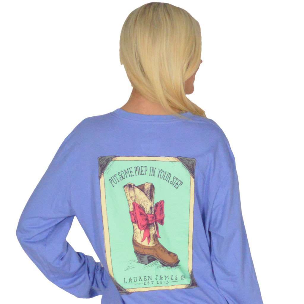 Prep in My Step Long Sleeve Tee in Periwinkle Blue by Lauren James - Country Club Prep