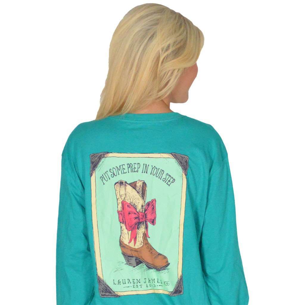 Prep in My Step Long Sleeve Tee in Tropical Green by Lauren James - Country Club Prep