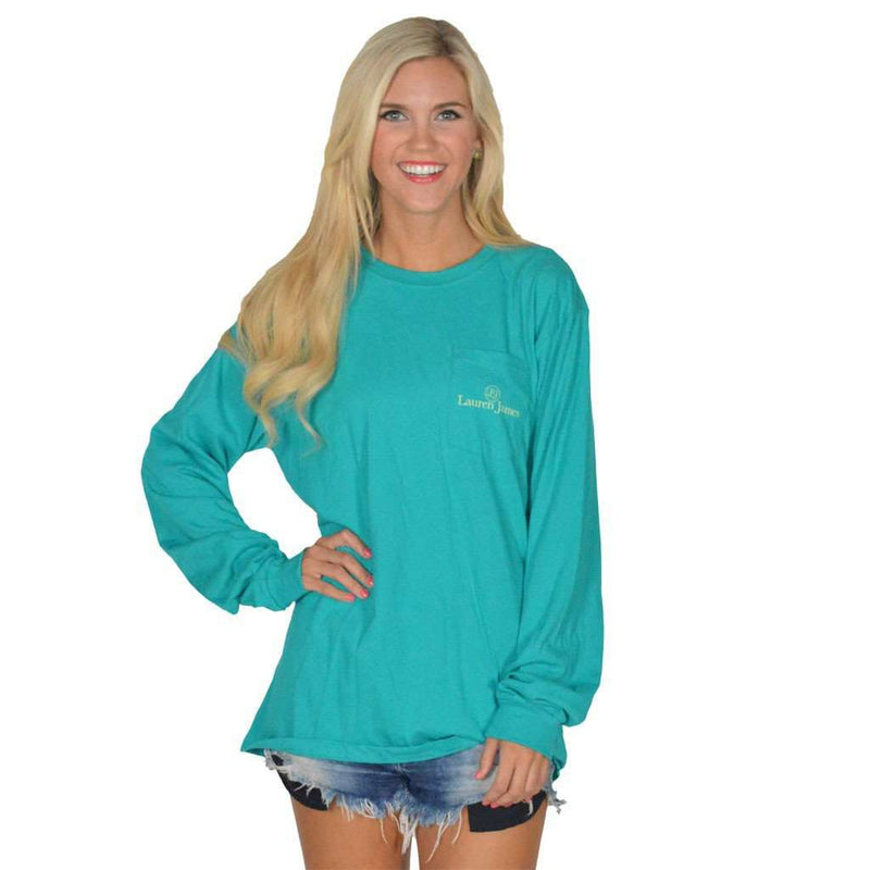 Prep in My Step Long Sleeve Tee in Tropical Green by Lauren James - Country Club Prep