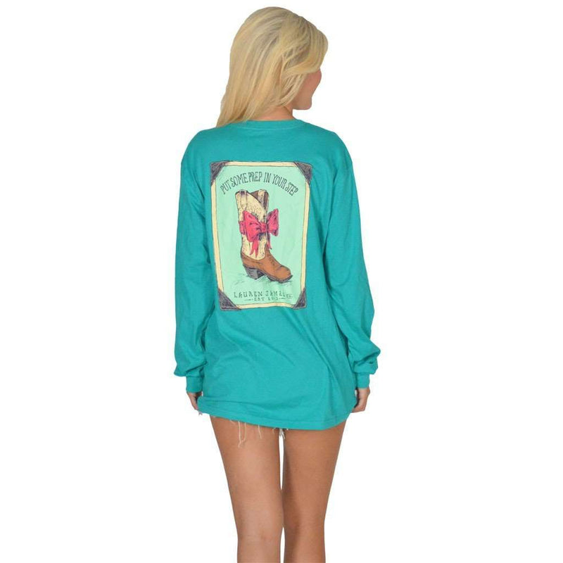 Prep in My Step Long Sleeve Tee in Tropical Green by Lauren James - Country Club Prep