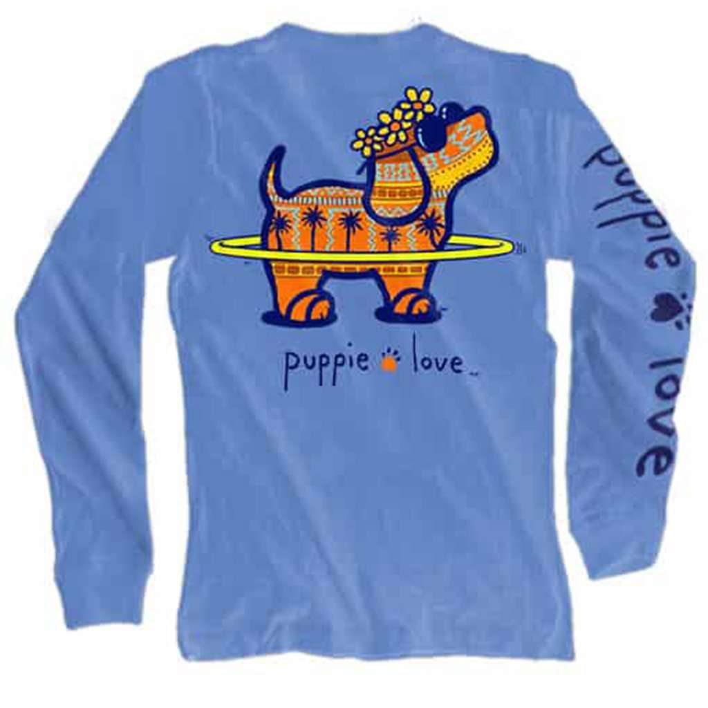 Puparoo Long Sleeve Tee in Carolina Blue by Puppie Love - Country Club Prep