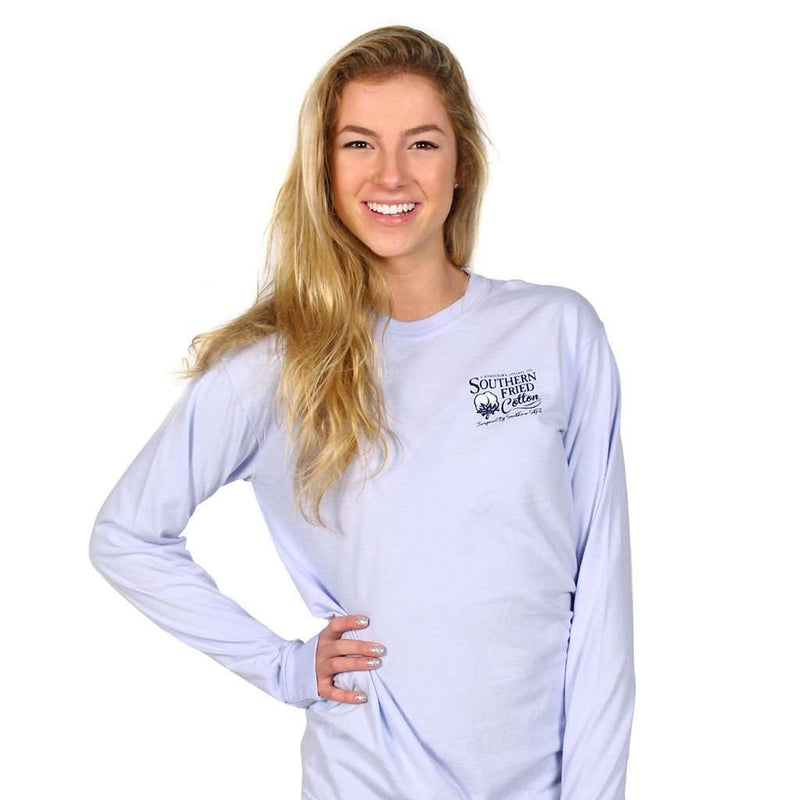 Quilted South Long Sleeve Tee Shirt in Chalky Blue by Southern Fried Cotton - Country Club Prep
