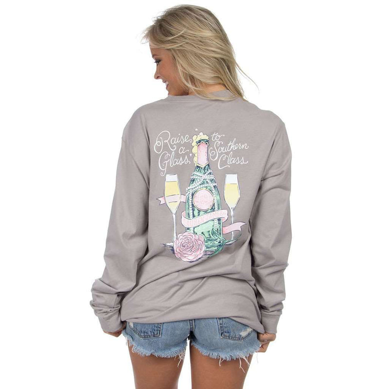 Raise a Glass Long Sleeve in Grey by Lauren James - Country Club Prep