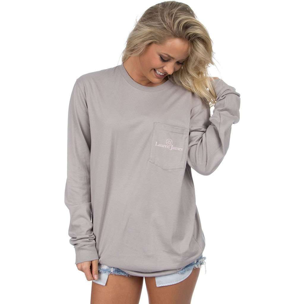 Raise a Glass Long Sleeve in Grey by Lauren James - Country Club Prep
