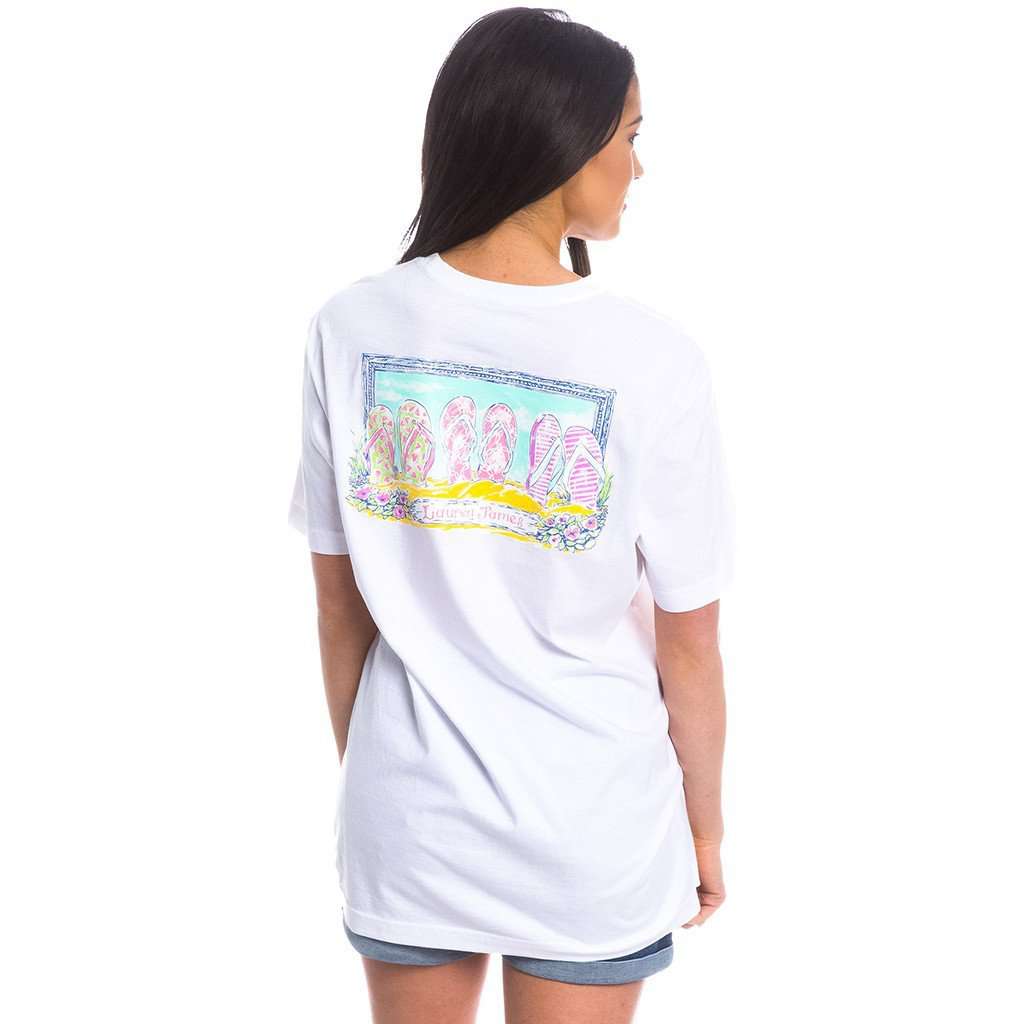 Road Ends Pocket Tee in White by Lauren James - Country Club Prep
