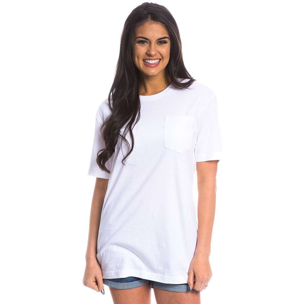 Road Ends Pocket Tee in White by Lauren James - Country Club Prep
