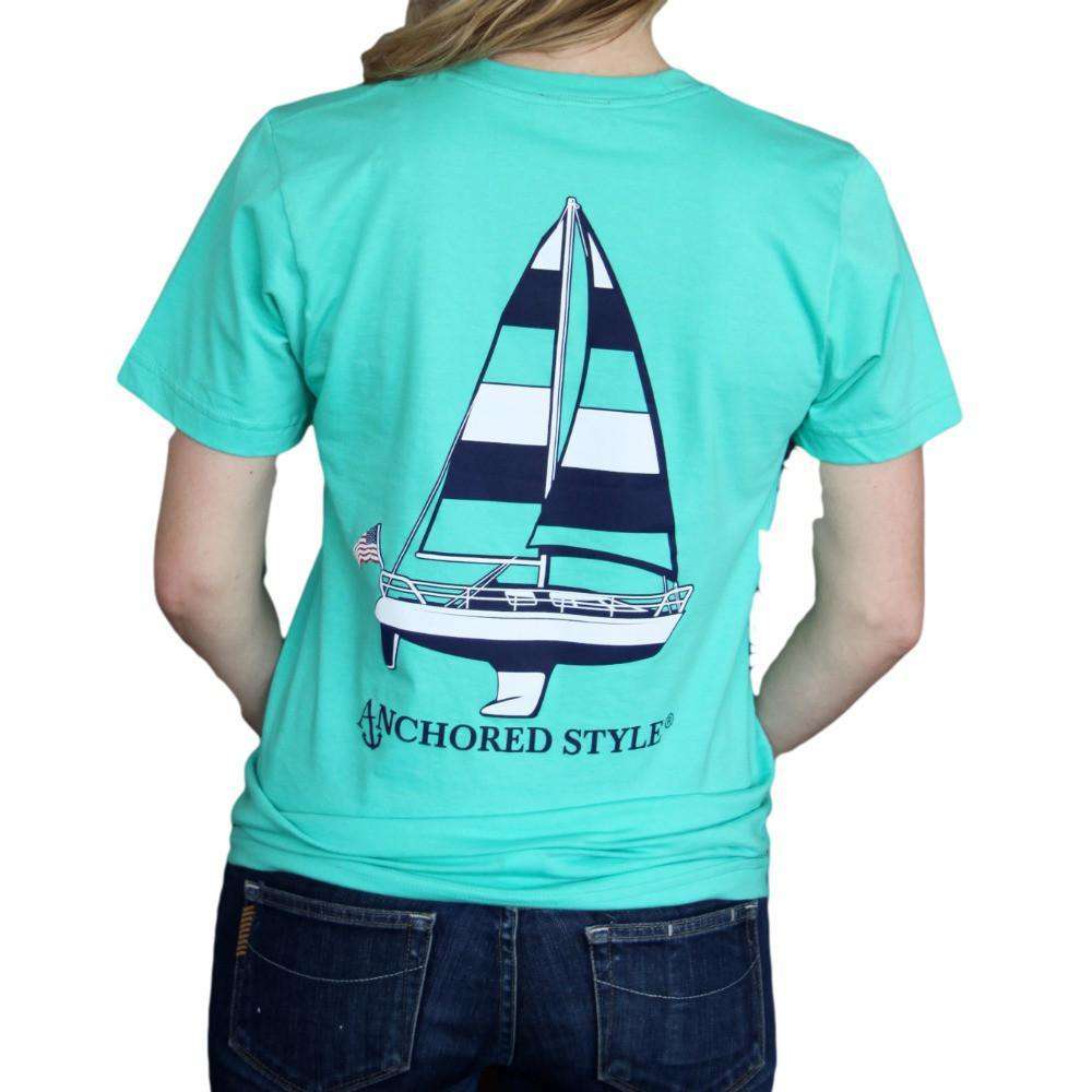 Sailboat Tee in Mint by Anchored Style - Country Club Prep